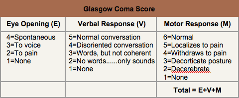 Glasgow Coma Chart